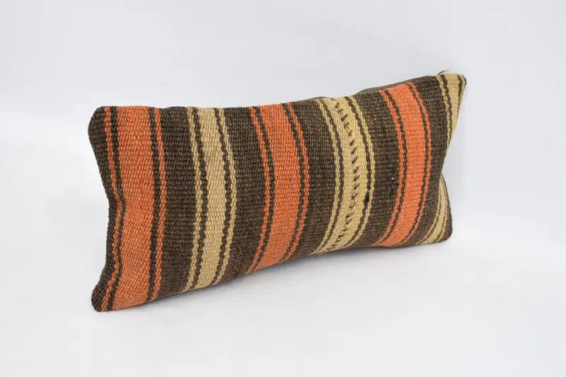 Boho Pillow, Personalized Gift Pillow Pillow, Turkish Pillow, 8x16 Brown Cushion, Cushion, Kilim Cushion Sham, Accent Pillow Case - 3