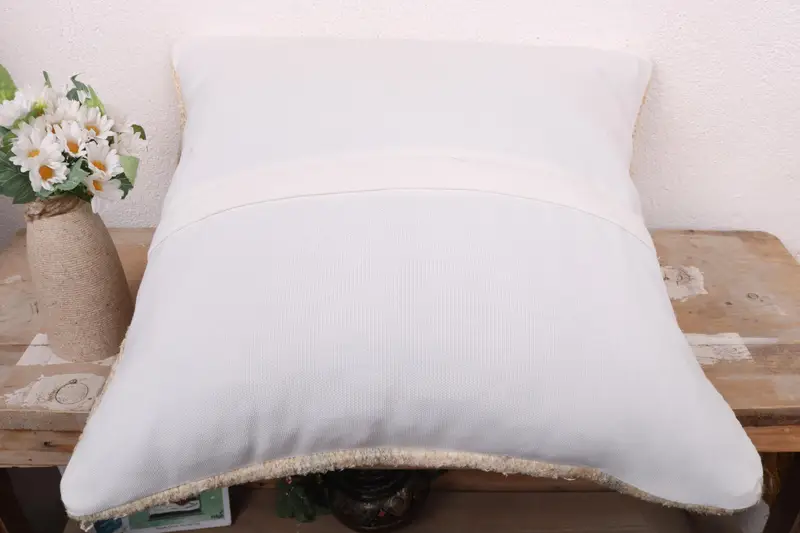 Handmade Pillow Case, Antique Pillows, Pillow Sham, 18x18 Beige Pillow Cover, Boho Pillow Sham Cover, Pastel Cushion Case, Home Decor Pillow - 7