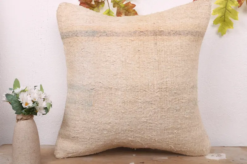 Handmade Pillow Case, Antique Pillows, Pillow Sham, 18x18 Beige Pillow Cover, Boho Pillow Sham Cover, Pastel Cushion Case, Home Decor Pillow - 2