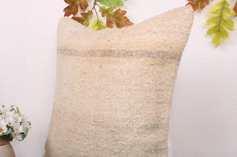 Handmade Pillow Case, Antique Pillows, Pillow Sham, 18x18 Beige Pillow Cover, Boho Pillow Sham Cover, Pastel Cushion Case, Home Decor Pillow - 5