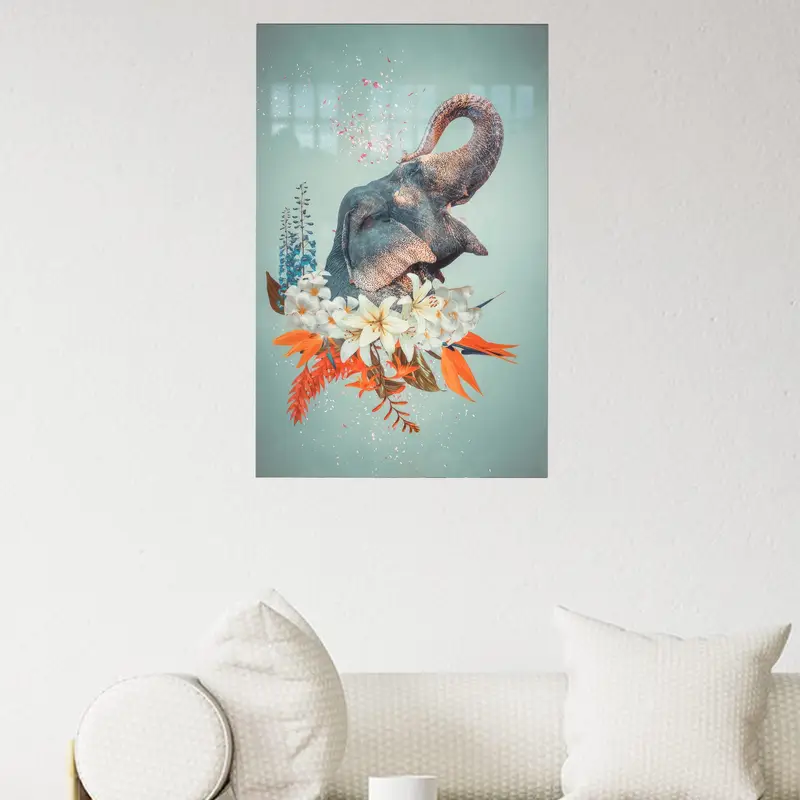 Modern Soyut Çiçek Baskılı Cam - Zarif Ev Dekorasyonu