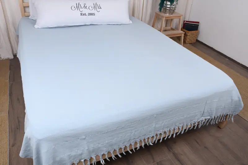 Bedspread Quenn, Housewarming Gift, Bachelorette Party Favors, Monogram Blanket, Wedding Gift Customized Blanket, 92x70 Cotton Stonewashed Towel - 7