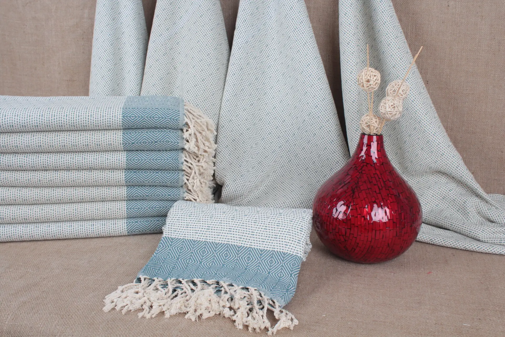 Organic Cotton Towel Diamond Peshtemal, Beige, 40x71 Inches - 1