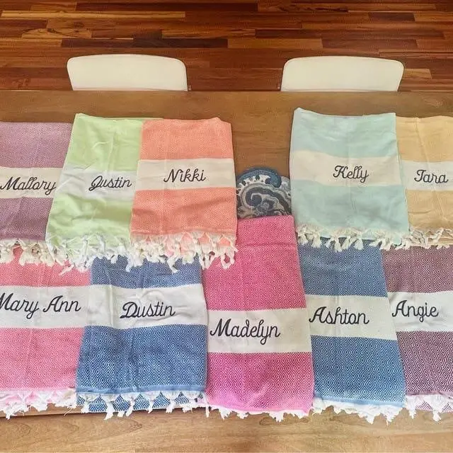 Personalized Turkish Beach Towel Embroidered Organic Cotton, 100x180 cm - 1
