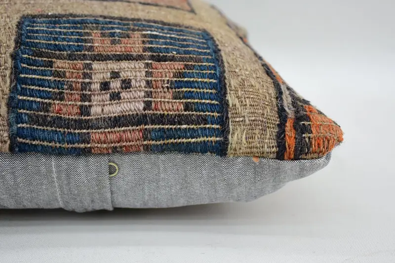 One Of A Kind Cushion Cover, Pillow, Yoga Cushion Case, Vintage Kilim Pillow, Kilim Pillow Cover, 12x12 Beige Cushion, Boho Pillow, Sofa Pillow Case - 5