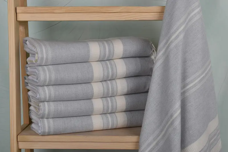 60x38 Cotton Striped Towel, Bridal Shower Gifts, Absorbent towel, Thin towel, Handmade Gift, Lightweight quick-dry peshtemal towel for travel - 2