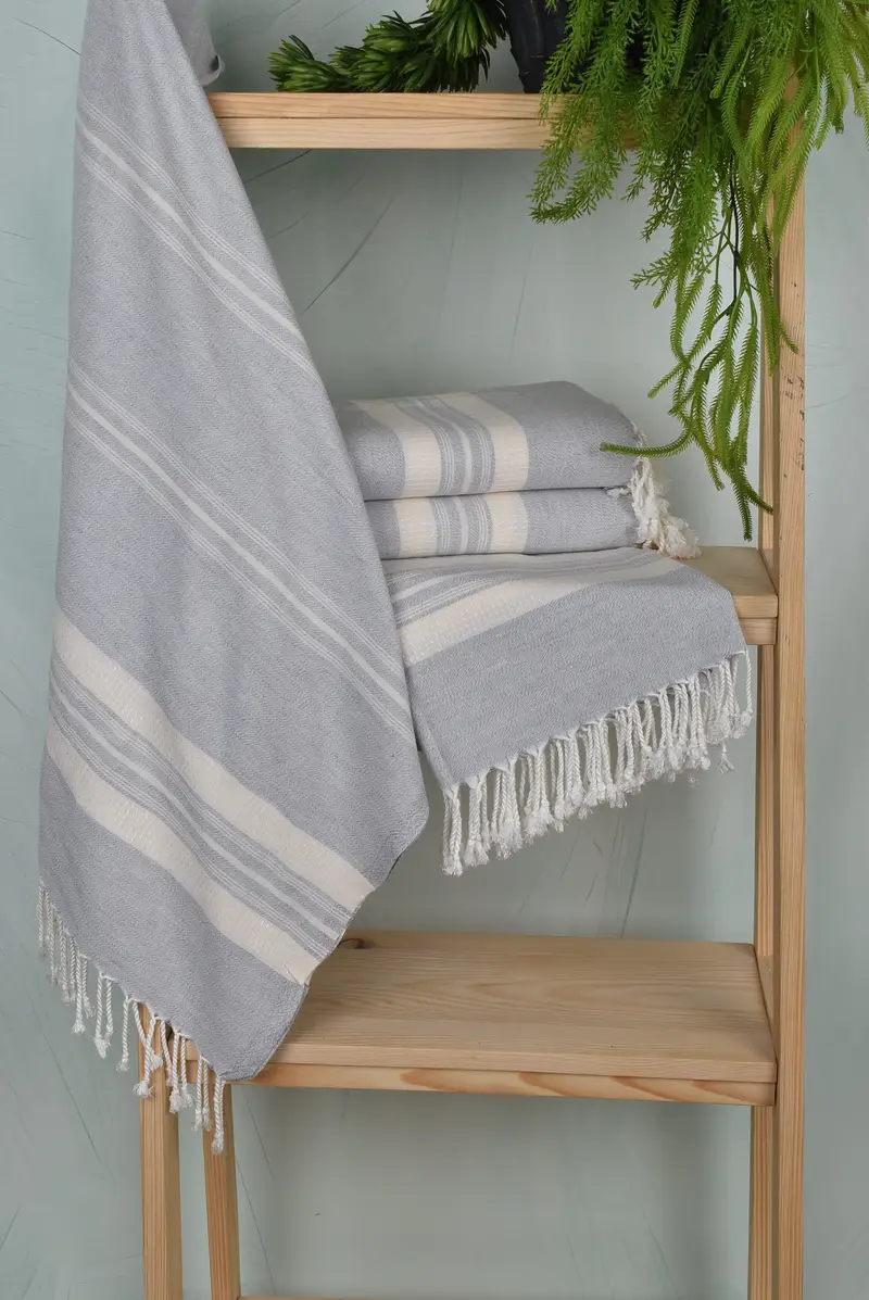60x38 Cotton Striped Towel, Bridal Shower Gifts, Absorbent towel, Thin towel, Handmade Gift, Lightweight quick-dry peshtemal towel for travel - 6