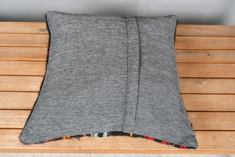 Garden Pillow Sham, Vintage Kilim Pillow, 18x18 Brown Cushion Cover, Pillow, Pattern Throw Pillow Sham, Handmade Kilim Cushion, Kilim Pillow Cover - 4