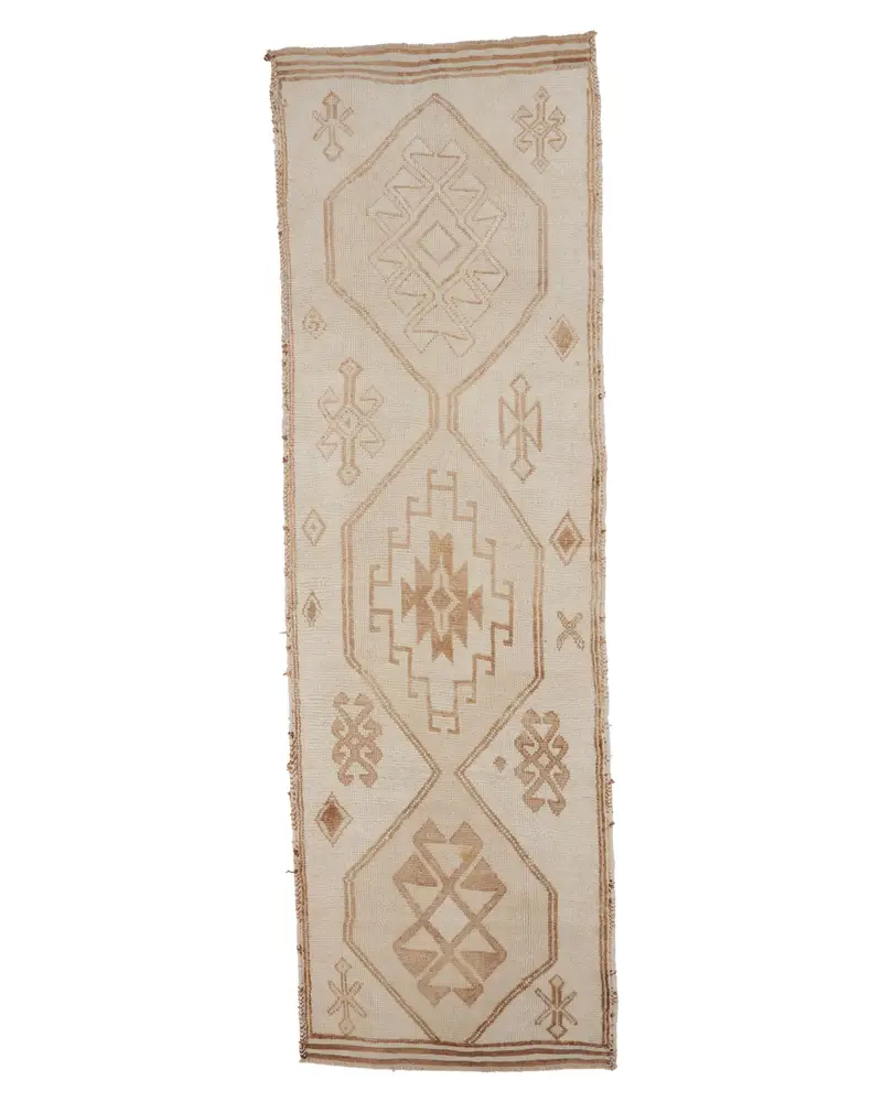 Zarif 3,2x10,4 ft Halı, Bej ve Kahverengi Puantiyeli