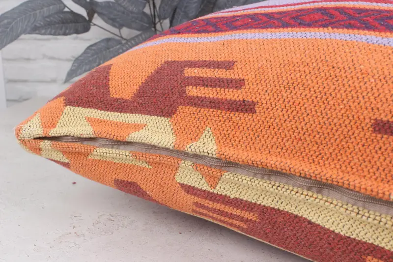 28x28 Red Cushion Cover, Pillow Cover, Turkish Kilim Pillow, Vintage Pillow, Handmade Pillow Sham, Ethnical Kilim Rug Pillow, Tapestry Pillow - 6