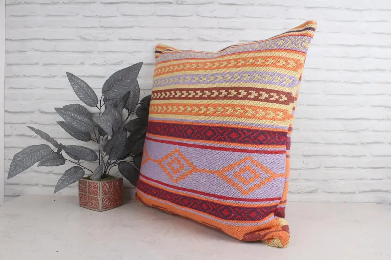 28x28 Red Cushion Cover, Pillow Cover, Turkish Kilim Pillow, Vintage Pillow, Handmade Pillow Sham, Ethnical Kilim Rug Pillow, Tapestry Pillow - 4