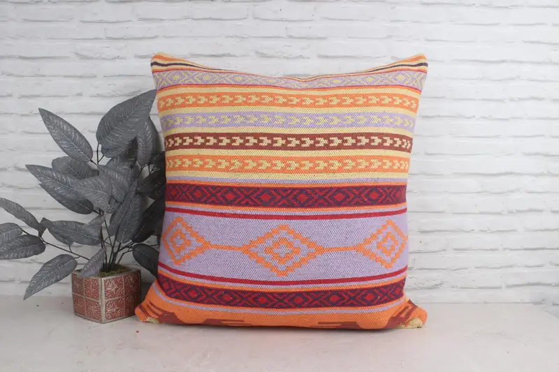 28x28 Red Cushion Cover, Pillow Cover, Turkish Kilim Pillow, Vintage Pillow, Handmade Pillow Sham, Ethnical Kilim Rug Pillow, Tapestry Pillow - 1
