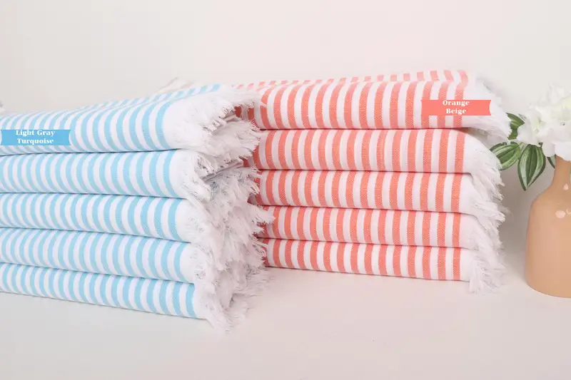 Handmade Turkish hammam towel, Bachelorette Gifts, Fouta towel, Monogram Turkish Towel, 70x40 Cotton Striped Towel, Best Wedding Gift, Grandma Gift - 1
