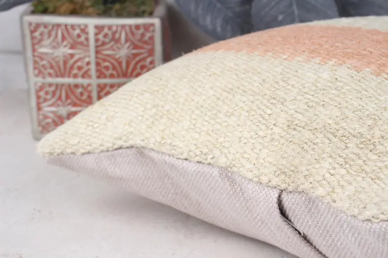Boho Pillow, Ethnic Pillow Cover, Ethnical Kilim Rug Pillow, Vintage Kilim Throw Pillow, Bright Pillow Cover, Cushion, 12x12 Beige Pillow Case - 7