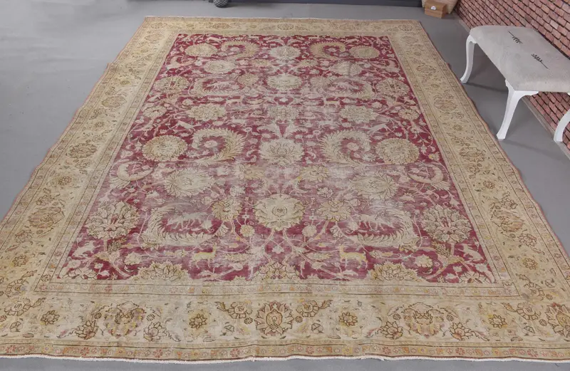 Mor İkat Halı, 9,8x12,2 ft Zarif Bej Vurgulu