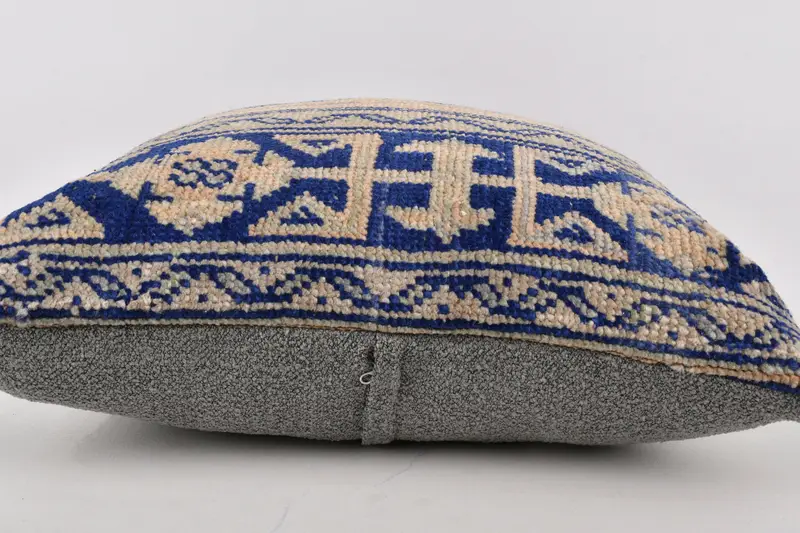 Crochet Pattern Cushion Cover, Handmade Kilim Cushion, Kilim Cushion Sham, Sofa Pillow, 24x24 Blue Cushion Cover, Cushion Cover, Pillow for Sofa - 5