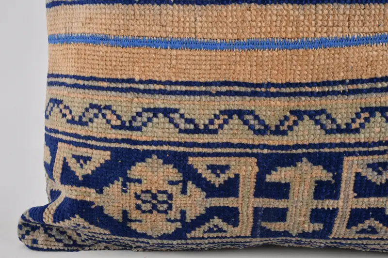 Crochet Pattern Cushion Cover, Handmade Kilim Cushion, Kilim Cushion Sham, Sofa Pillow, 24x24 Blue Cushion Cover, Cushion Cover, Pillow for Sofa - 4