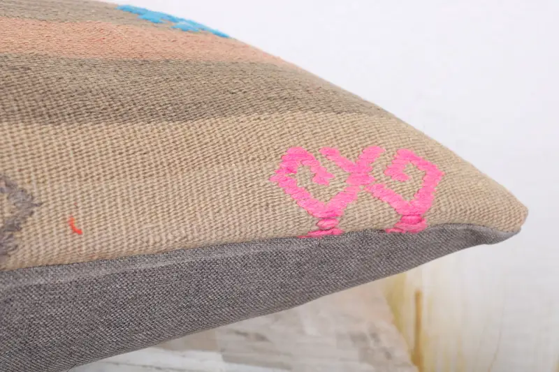 Pillow for Sofa, Turkish Rugs Pillow Sham, 12x20 Brown Pillow, Aesthetic Cushion Case, Cushion, Kilim Cushion Sham, Turkish Pillow - 6