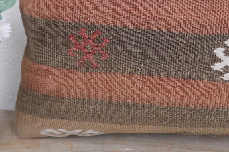 Pillow for Sofa, Turkish Rugs Pillow Sham, 12x20 Brown Pillow, Aesthetic Cushion Case, Cushion, Kilim Cushion Sham, Turkish Pillow - 3