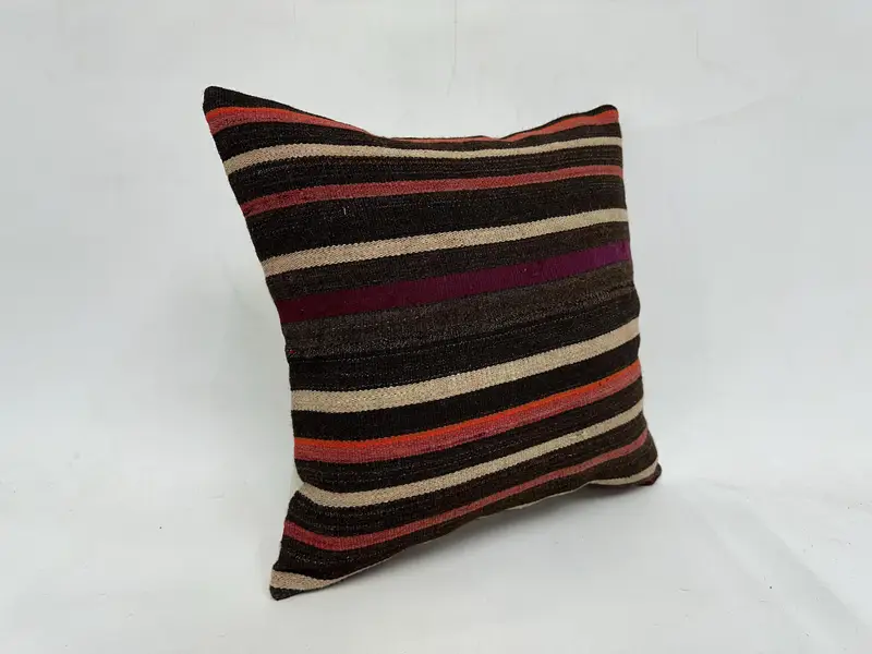 Kissen für Sofa, neutrale Kissenbedeckung, Boho -Kissen, 20x20 Braunes Kissengehäuse, Kissen, helles Kissengehäuse, ethnisches Kilimteppichkissen Kissen - 3