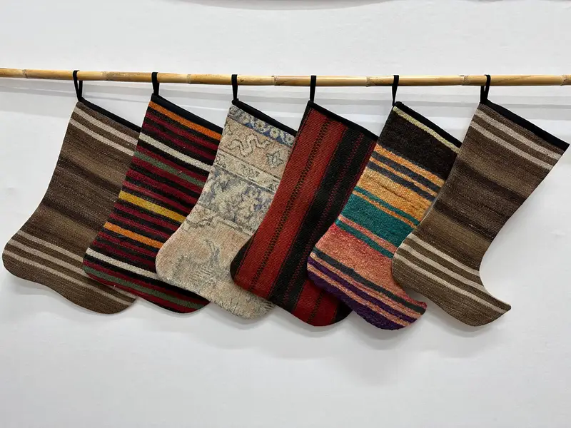 Medias festivas de adornos navideños de Kilim, preciosas medias tradicionales