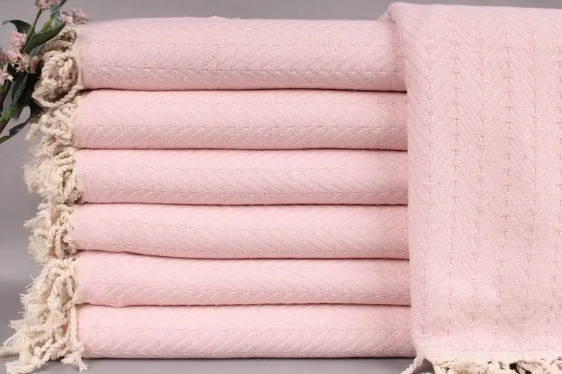Monogrammed Pink Chevron Beach Towel, Turkish Cotton, 40x71 Inches