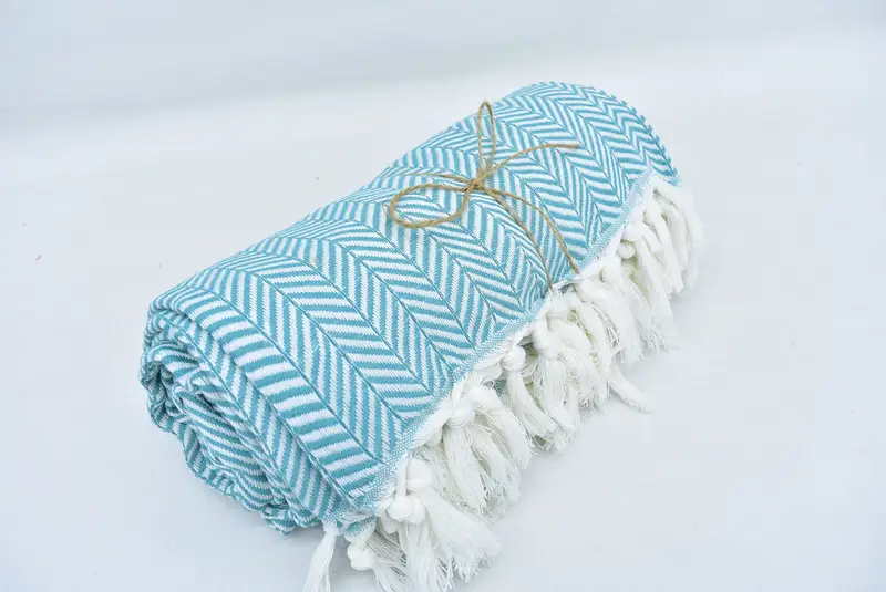 Boho Battaniyeleri, Masa Korkuşu, Plaj Teması Bekarlığa Destek Partisi, Özelleştirilmiş Atma Battaniyeleri, 92x76 Pamuklu Chevron Havlu, Battaniye Kanepe Atma - 2