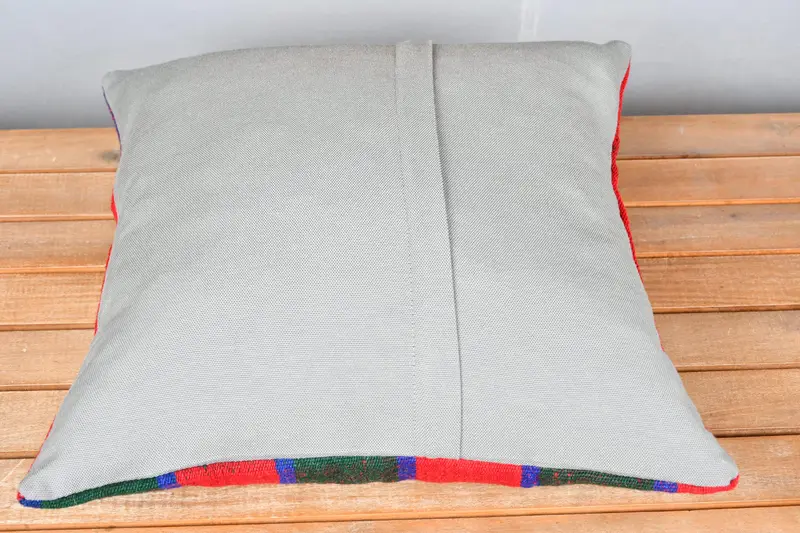 Handmade Rug Seat Pillow Cover, Turkish Corner Cushion Case, Boho Pillow, Pillow, Vintage Pillow, Kilim Cushion Sham, 18x18 Green Pillow - 5
