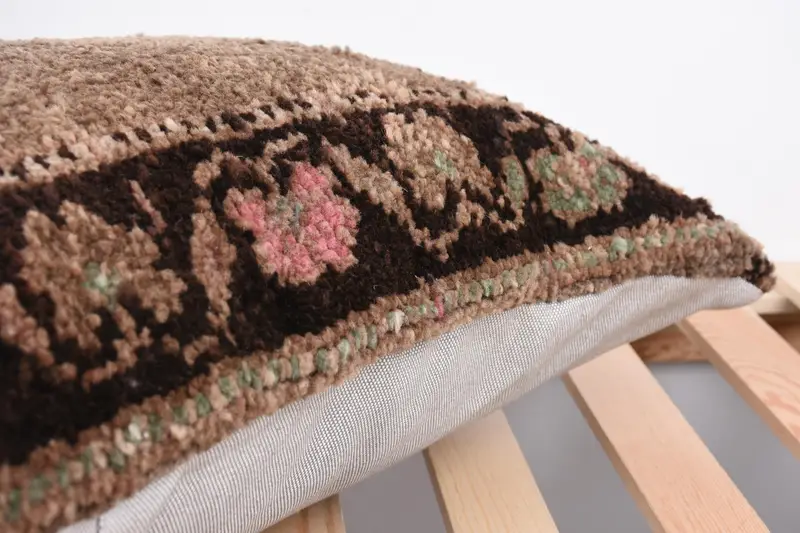 Turkish Rugs Cushion Case, Pillow, 16x24 Brown Cushion Case, Turkish Pillow, Antique Pillows, Handmade Kilim Cushion, Boho Throw Pillow - 7