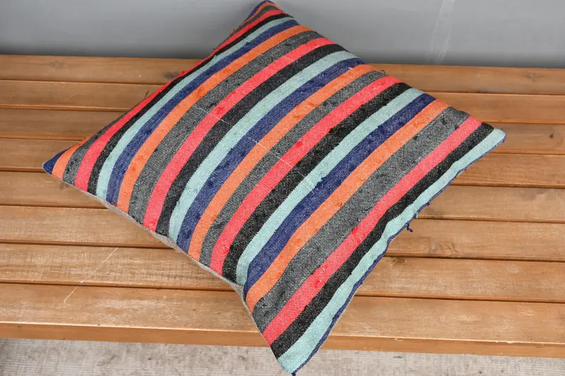 Interior Designer Pillow, 18x18 Orange Pillow Cover, Pillow Sham, Kilim Pillow Cover, Ethnical Kilim Rug Pillow, Yoga Cushion Case - 2