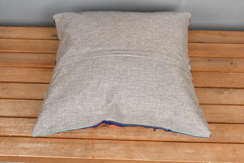 Interior Designer Pillow, 18x18 Orange Pillow Cover, Pillow Sham, Kilim Pillow Cover, Ethnical Kilim Rug Pillow, Yoga Cushion Case - 5