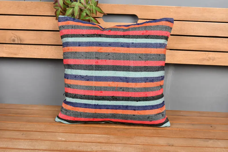 Interior Designer Pillow, 18x18 Orange Pillow Cover, Pillow Sham, Kilim Pillow Cover, Ethnical Kilim Rug Pillow, Yoga Cushion Case - 6