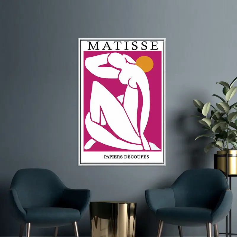 Modern Abstract Woman Nude Canvas Print, Trendy Pink Expressionism