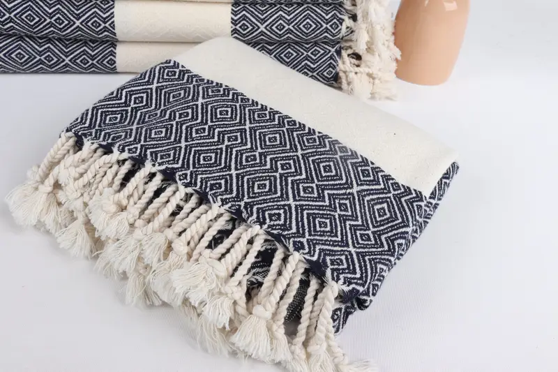 68x38 Cotton Diamond Towel, Personalized Beach Towel, Wedding Hand Made Gift, Bachelorette Party Favor, Quick-Dry Beach Towel, Home Decor Gifts - 5