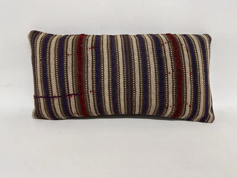 Southwestern Pillow Sham, Vintage Pillow, Gift Pillow, Pillow Cover, Vintage Kilim Throw Pillow, 12x24 Blue Pillow Case, Aztec Pillow Case - 1