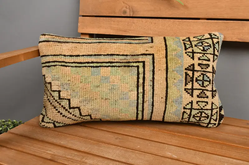 Beige & braun florales Leinen-Wurfkissen, besticktes Kissen