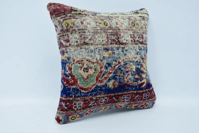 Neutral Throw Pillow Cover, Turkish Pillow, Cushion Case, Ottoman Pillow Sham, 16x16 Blue Pillow, Turkish Kilim Pillow, Pillow for Sofa - 3