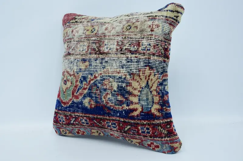 Neutral Throw Pillow Cover, Turkish Pillow, Cushion Case, Ottoman Pillow Sham, 16x16 Blue Pillow, Turkish Kilim Pillow, Pillow for Sofa - 4