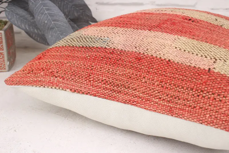 Ikat Pillow, Interior Designer Pillow, Throw Kilim Pillow, Pillow Sham, 18x18 Red Pillow Case, Kilim Pillow Cover, Christmas Pillow - 6
