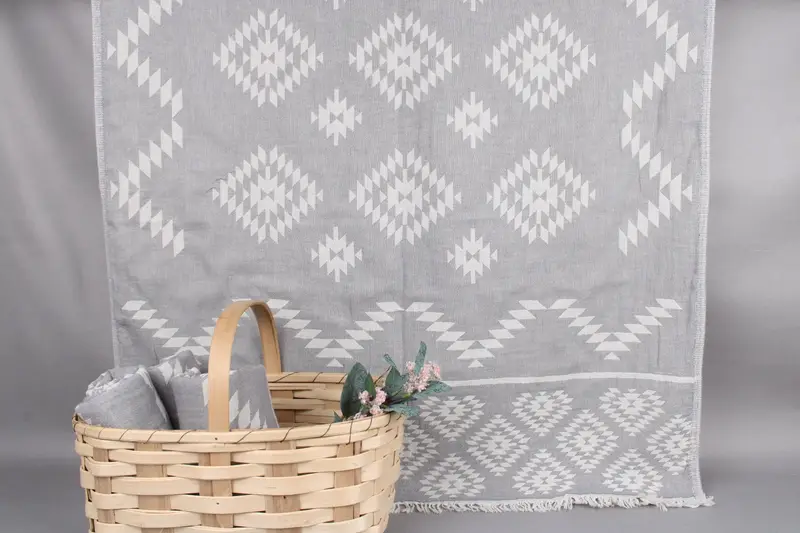 Personalized Bachelorette Dark Gray Kilim Towel, 36x71 Inches