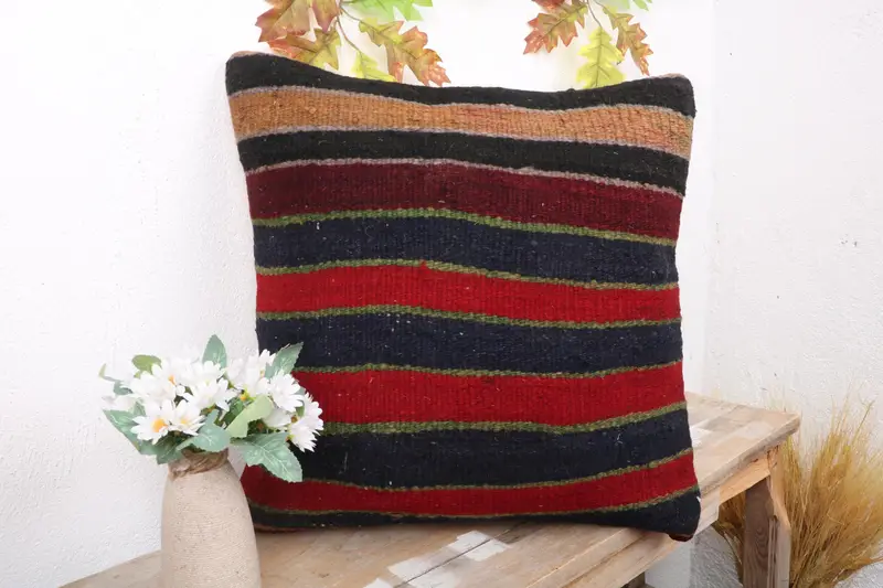 Living Room Throw Cushion, Pillow for Sofa, Pillow Cover, Decorative Bolster Cushion Case, Antique Pillows, 18x18 Blue Pillow, Kilim Cushion Sham - 4