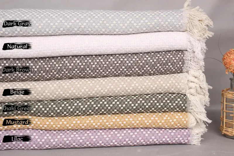 Best Friend Gift, Turkish Blanket, Throw Blanket, Decorative Bedspread, Organic Throw, 76x68 Cotton Herringbone Towel, Bachelorette Party Favors - 2