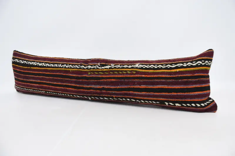 Vintage Kilim Throw Pillow, Handmade Kilim Cushion, Indoor Cushion, Pillow Case, Kilim Pillow Cover, 12x48 Red Cushion - 4