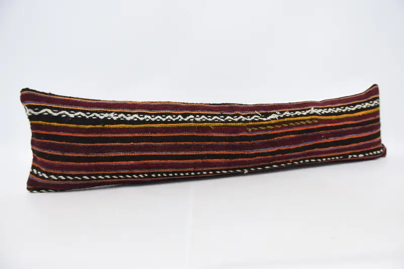 Vintage Kilim Throw Pillow, Handmade Kilim Cushion, Indoor Cushion, Pillow Case, Kilim Pillow Cover, 12x48 Red Cushion - 3