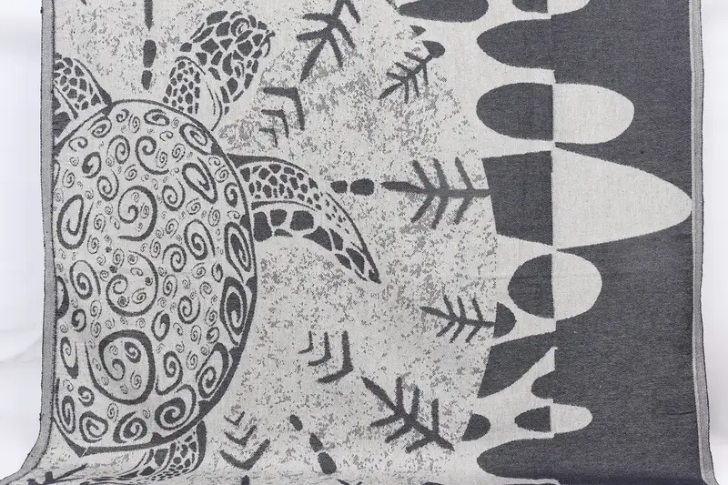 Kişiye Özel Plaj Havlusu Lacivert Kaplumbağa Tasarım Pamuk, 40x71 İnç