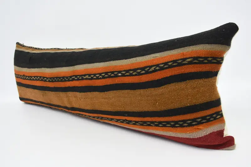 Knitted Pillow Sham, 16x48 Brown Pillow, Kilim Pillow, Vintage Kilim Throw Pillow, Pillow Sham, Pillow for Couch, Boho Throw Pillow Case - 4