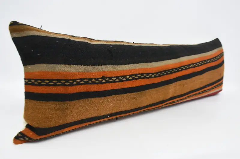Knitted Pillow Sham, 16x48 Brown Pillow, Kilim Pillow, Vintage Kilim Throw Pillow, Pillow Sham, Pillow for Couch, Boho Throw Pillow Case - 3