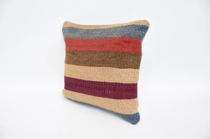 Throw Kilim Pillow, 12x12 Blue Cushion, Pillow Cover, Ethnic Cushion, Pillow for Sofa, Sofa Pillow, Pet Cushion Cover, Boho Pillow - 5