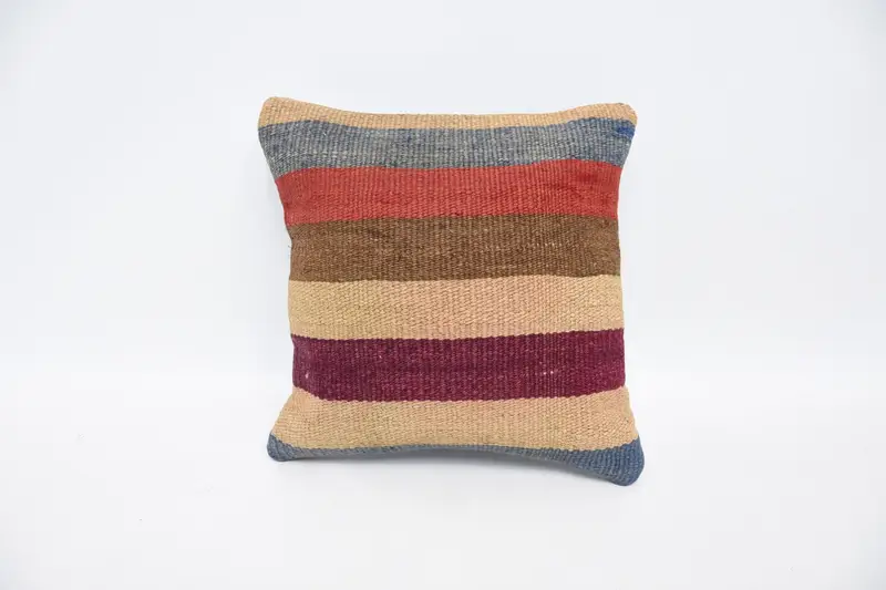 Throw Kilim Pillow, 12x12 Blue Cushion, Pillow Cover, Ethnic Cushion, Pillow for Sofa, Sofa Pillow, Pet Cushion Cover, Boho Pillow - 1
