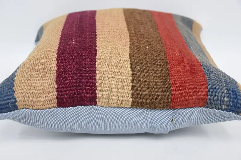 Throw Kilim Pillow, 12x12 Blue Cushion, Pillow Cover, Ethnic Cushion, Pillow for Sofa, Sofa Pillow, Pet Cushion Cover, Boho Pillow - 4